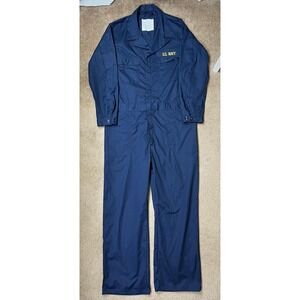 US Navy Coveralls Mens 48L Blue Utility Cotton Blend Uniform Jumpsuit Workwear